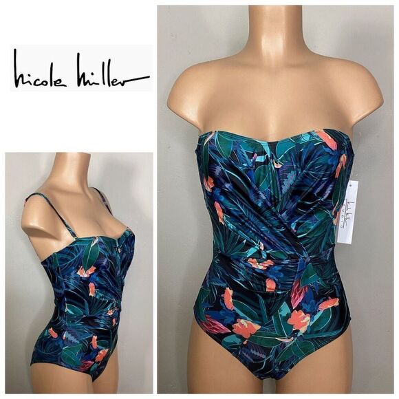 New. Nicole Miller tropical one piece. Small. Retails $99 - Picture 1 of 14
